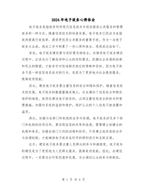 2024年电子政务心得体会(2篇)