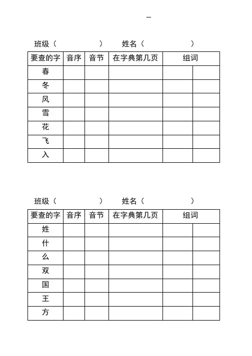 2019部编版一年级下册-音序查字典