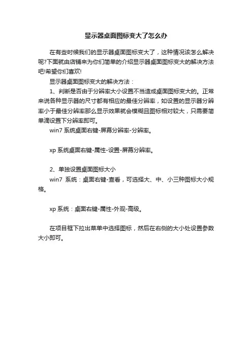 显示器桌面图标变大了怎么办