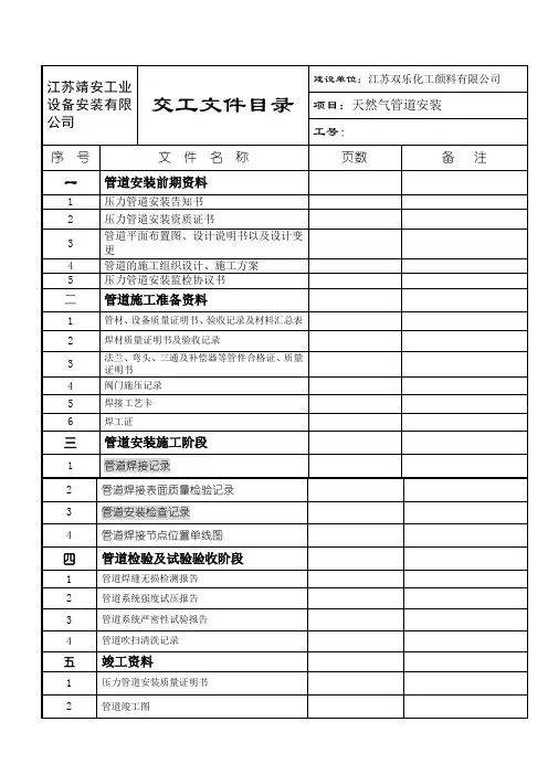 压力管道竣工资料(1)