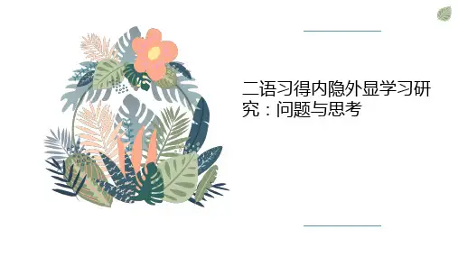 论文《二语习得内隐外显学习研究》阅读课堂汇报