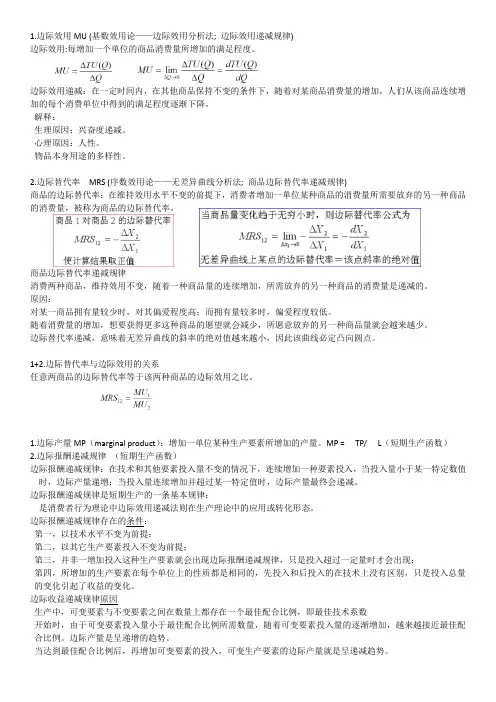 微观经济学“边际”相关概念整理
