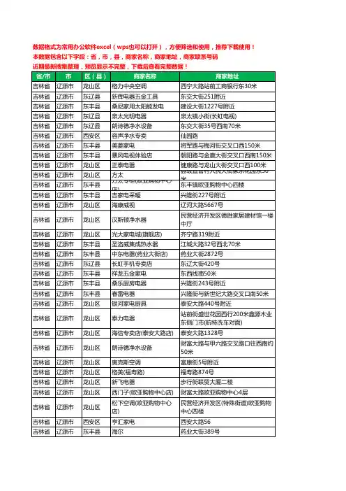 2020新版吉林省辽源市家用电器工商企业公司商家名录名单联系电话号码地址大全182家