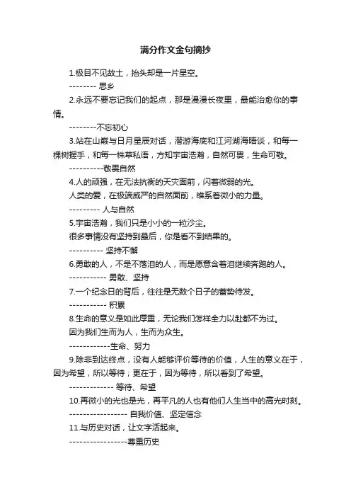 满分作文金句摘抄