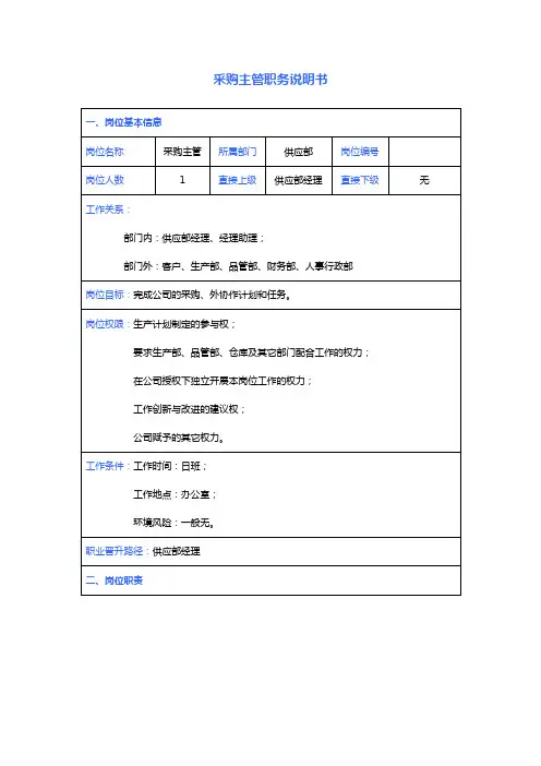 采购主管职务说明书[1]