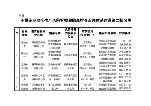 关于开展第二批小微企业双重预防体系建设工作的通知-山东省安全生产
