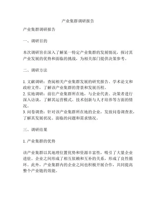 产业集群调研报告