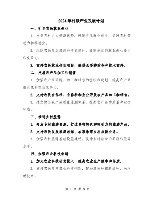 2024年村级产业发展计划