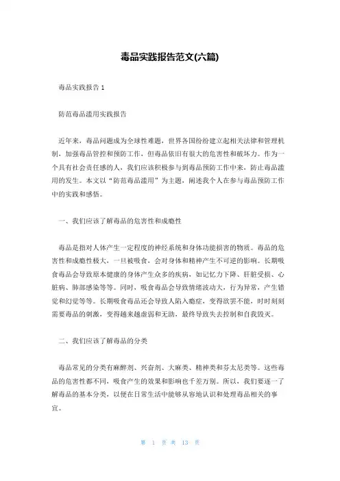 毒品实践报告范文(六篇)