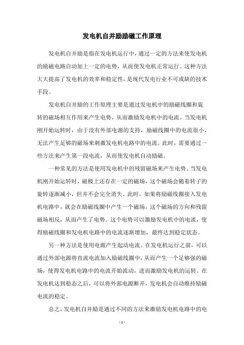 发电机自并励励磁工作原理