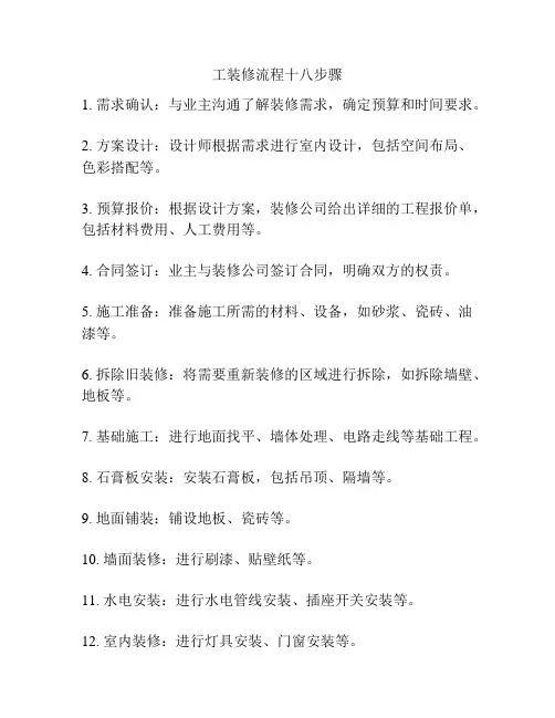 工装修流程十八步骤