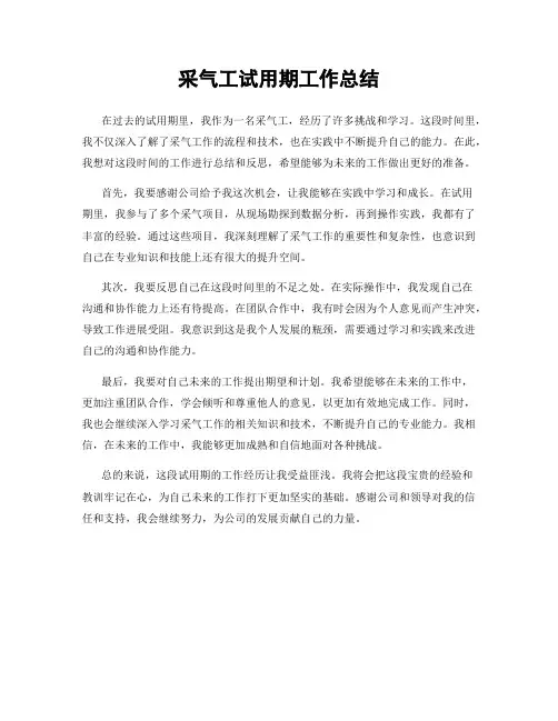 采气工试用期工作总结