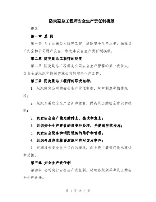 防突副总工程师安全生产责任制模版
