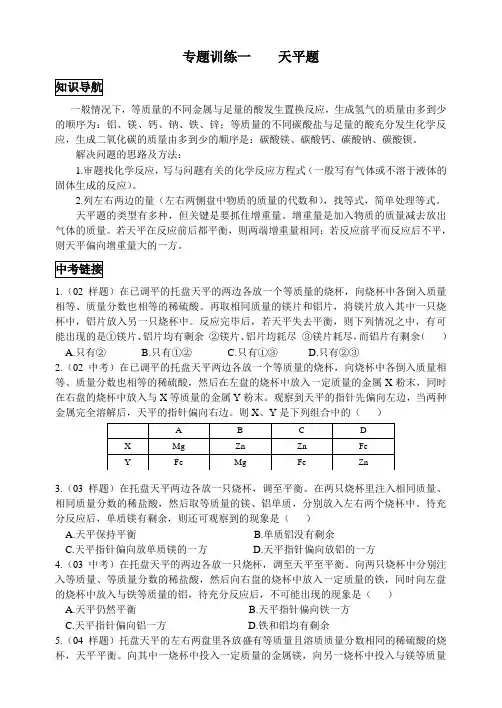 济南中考化学专项训练天平题