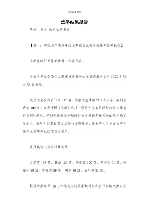 选举结果报告