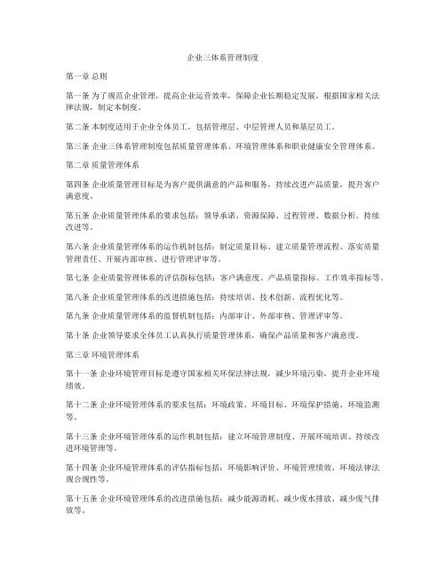 企业三体系管理制度