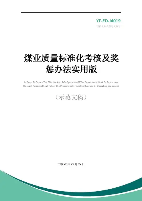 煤业质量标准化考核及奖惩办法实用版