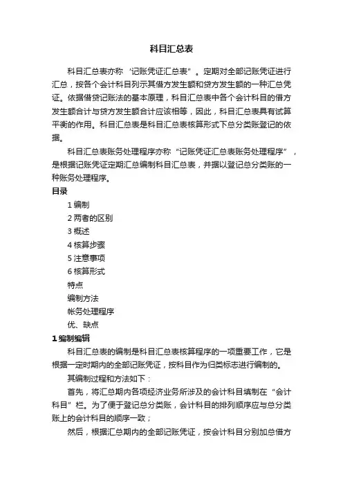 科目汇总表