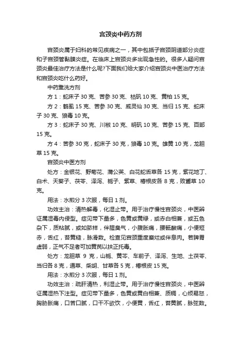 宫颈炎中药方剂