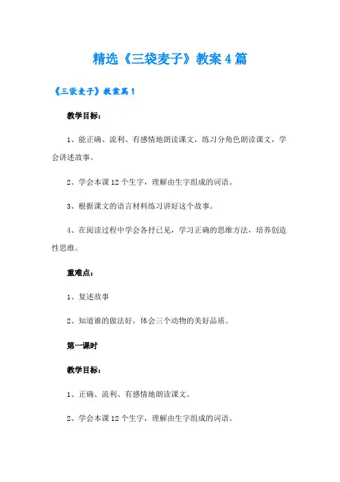 精选《三袋麦子》教案4篇