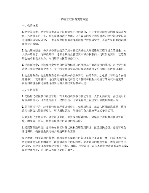 物业管理收费奖惩方案