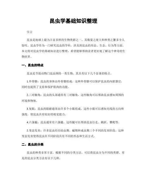 昆虫学基础知识整理