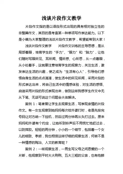 浅谈片段作文教学