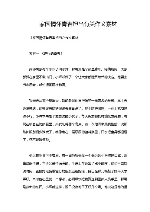 家国情怀青春担当有关作文素材