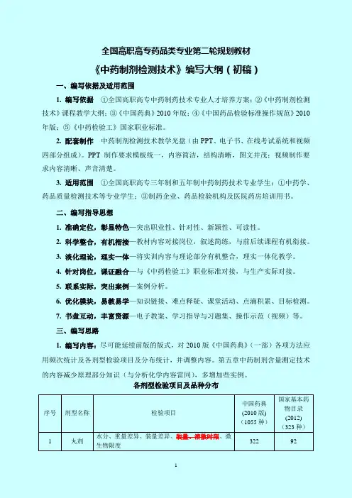 中药制剂检测技术编写大纲
