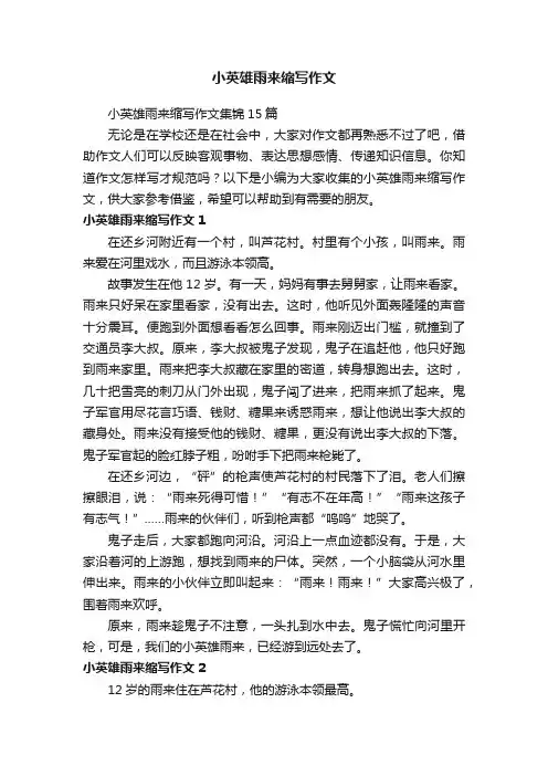 小英雄雨来缩写作文