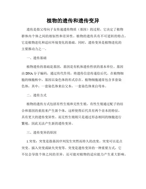 植物的遗传和遗传变异