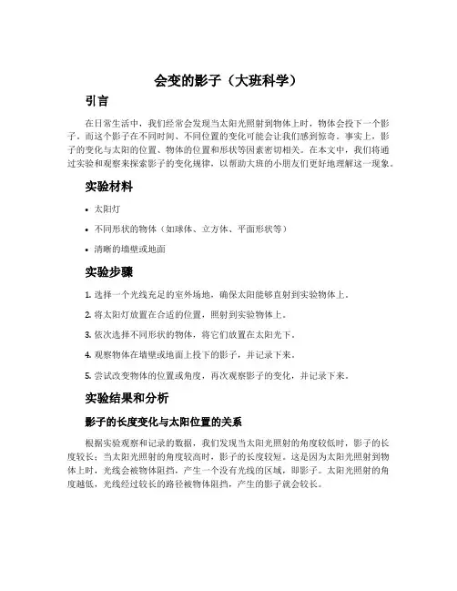 会变的影子(大班科学)