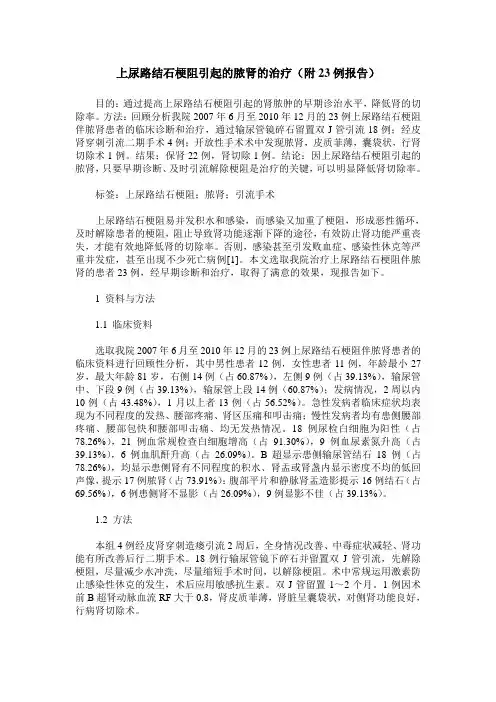上尿路结石梗阻引起的脓肾的治疗(附23例报告)