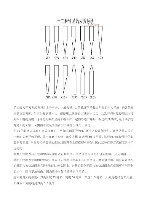 手工磨刀开刃方式和刀片本身有关