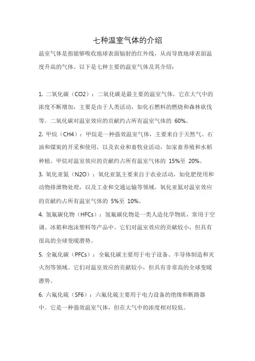 七种温室气体的介绍