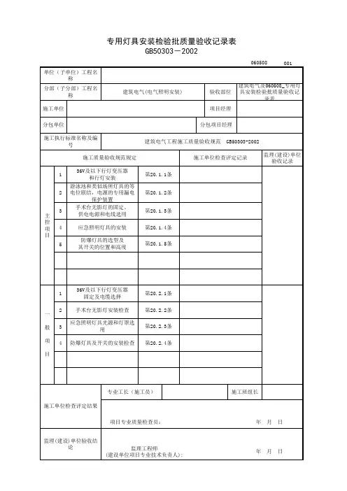 060508_专用灯具安装检验批质量验收记录表