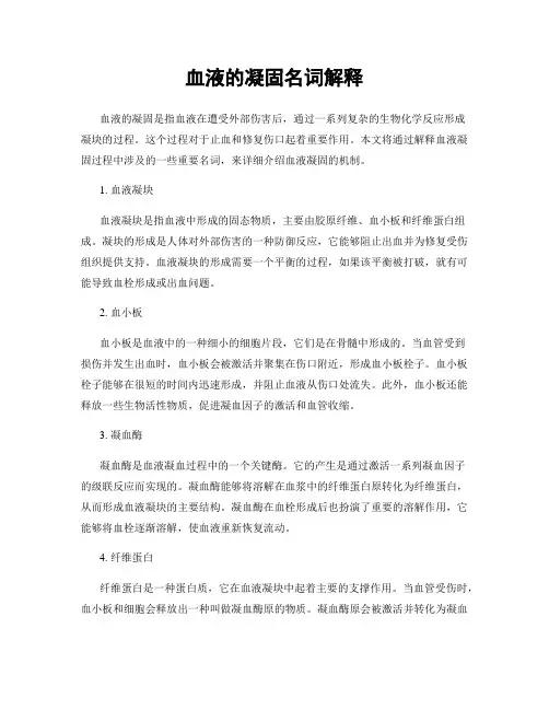 血液的凝固名词解释