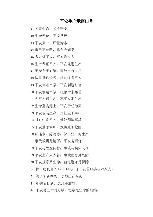 安全生产承诺口号