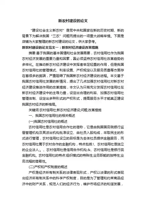 新农村建设的论文