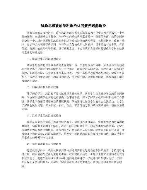 试论思想政治学科政治认同素养培养途径