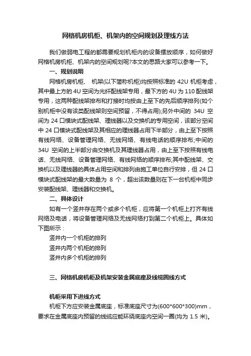 网格机房机柜、机架内的空间规划及理线方法