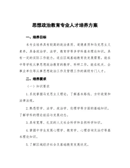思想政治教育专业人才培养方案