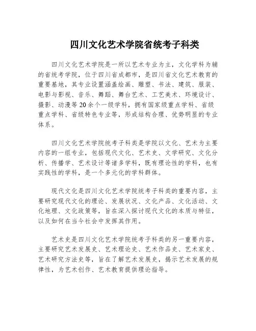 四川文化艺术学院省统考子科类