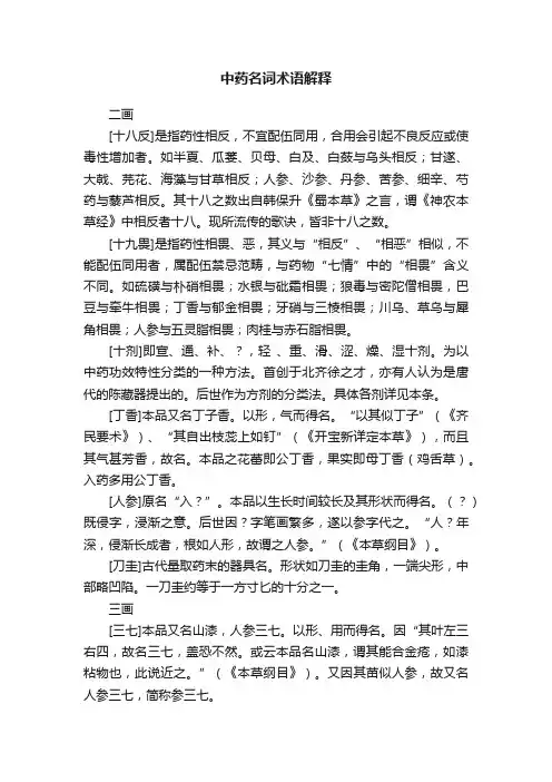中药名词术语解释