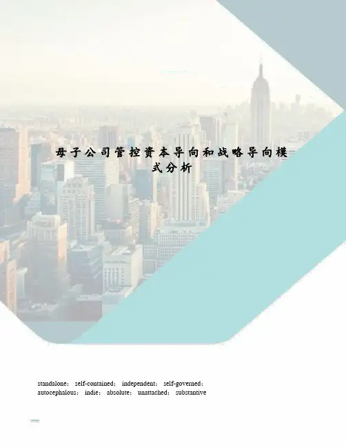 母子公司管控资本导向和战略导向模式分析
