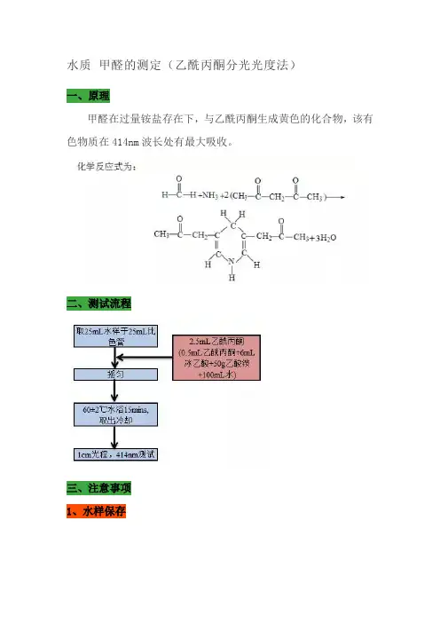 水质 甲醛的测定(乙酰丙酮分光光度法)