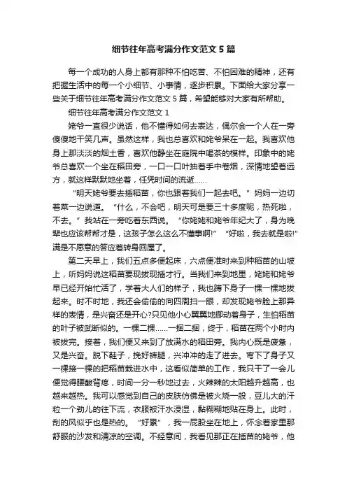 细节往年高考满分作文范文5篇