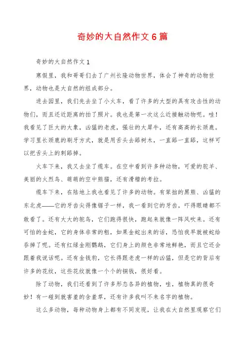 奇妙的大自然作文6篇