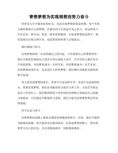 青春梦想为实现理想而努力奋斗
