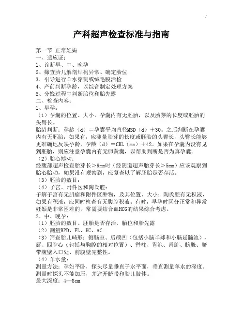 产科超声检查规范标准与指南